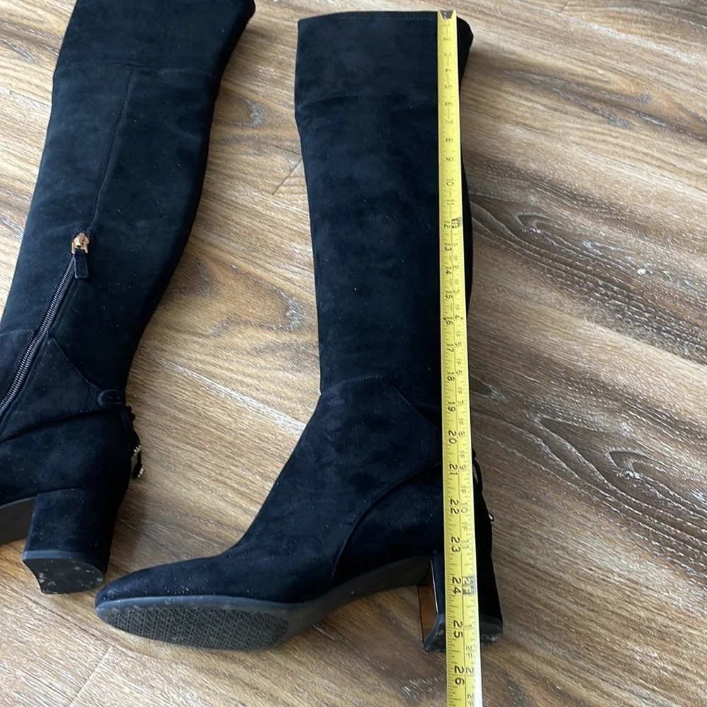 Tory Burch Laila Over the Knee Black Suede Boots - Picture 9 of 15
